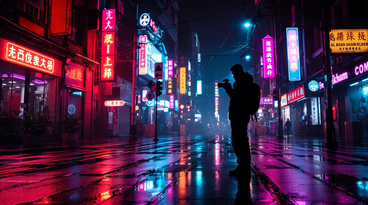 都市夜行者：霓虹灯下的摄影师